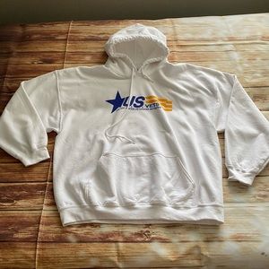 Tildan Men’s Long Sleeve White Printed Hoodie Size 2XL